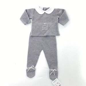 Granlei Baby 1M Outfit Acrylic Knit Made in Spain NWT Gray